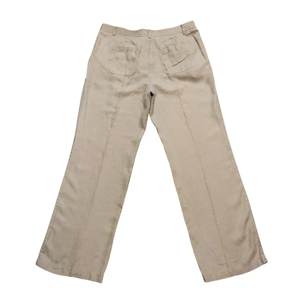 Banana Republic 100% Linen Pants Wide Leg Trousers Tan Career Coastal Size 10